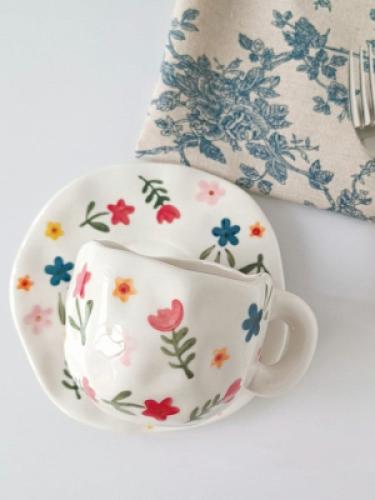 طقم كوب ازهار الربيع - أبيض